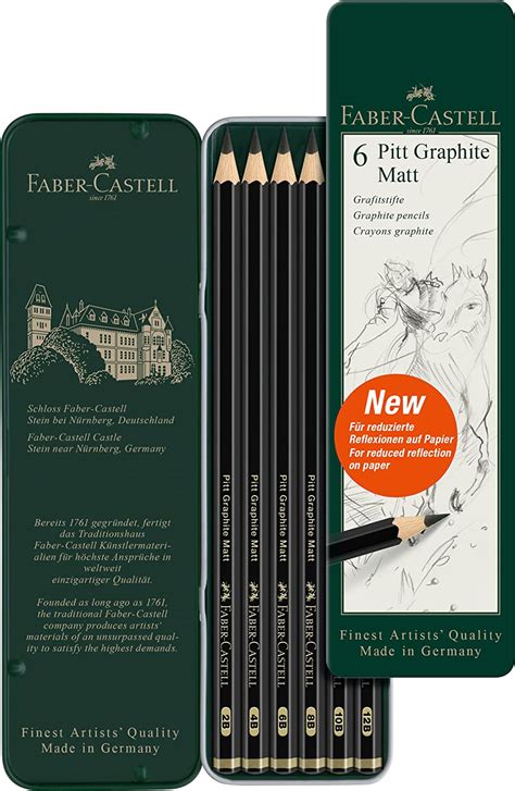 Faber Castell Pitt Graphite Matte Pencil Set Metal Tin Of