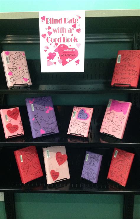 Valentines Day Library Book Display Blind Date With A Good Book