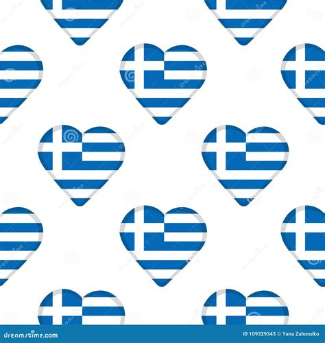 Seamless Pattern From The Hearts With Flag Of Greece Stock Illustration