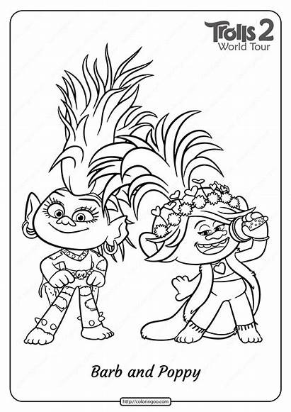 Trolls Barb Coloring Poppy Printable Pages Queen