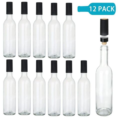 12 Oz Glass Bottles With Cork Lids Home Brewing Bottles Juicing Bottles With Caps Clear Beveage