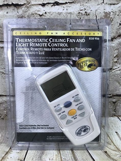 For more information on how to install the remote control, see the remote control instruction along with the remote control. New Hampton Bay Thermostatic Ceiling Fan and Light Remote ...
