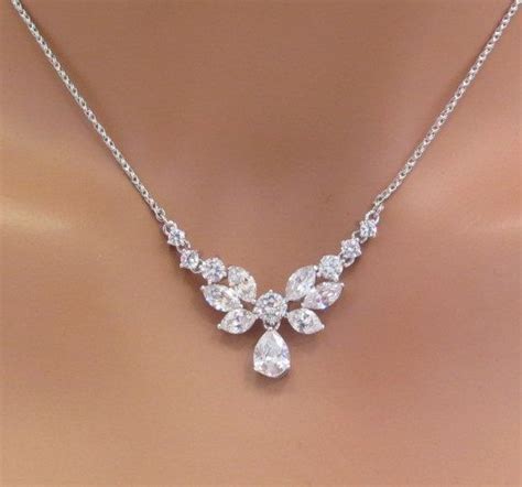 Simple Bridal Necklace Bridal Rhinestone Necklace Dainty Crystal