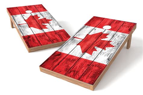 Canada Flag Cornhole Board Set Vintage With Images Canada Flag