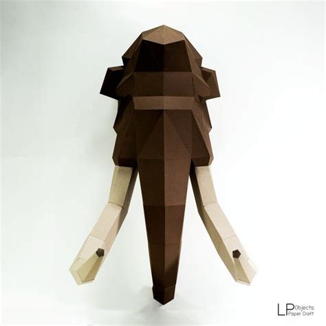 Mammoth Head Paper Craft Digital Template Origami Pdf Download Diy