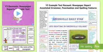 I used the example to show the children features of a newspaper and to give them may wish to write their own opening paragraph for lesson 3 to make it. KS2 Newspaper Templates & Reports Primary Resources