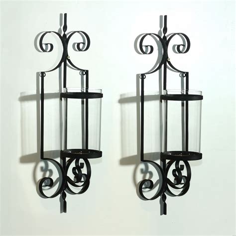Adeco Trading Cast Iron Vertical Wall Hanging Accents Candle Holder