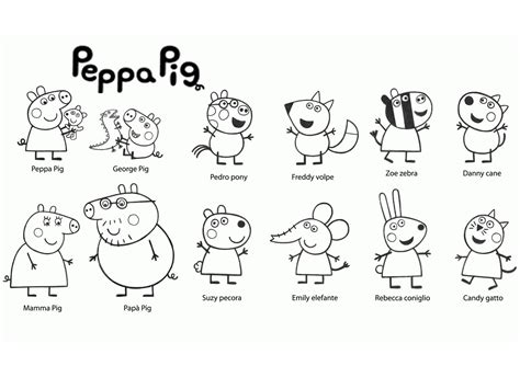 Peppa Pig All Characters Coloring Pages Print Color Craft