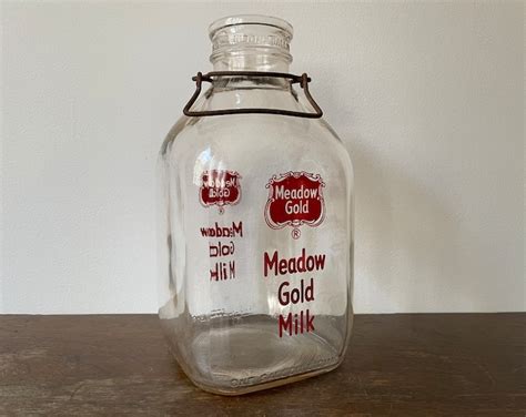 Vintage Glass Milk Bottle 1940s1950s Meadow Gold Milk One Gallon