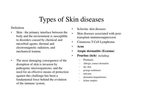 This article tells you about about permanent skin diseases, temporary skin diseases, internal skin diseases, and skin diseases for different age a number of skin conditions last a long time. PPT - Skin diseases PowerPoint Presentation - ID:5405671
