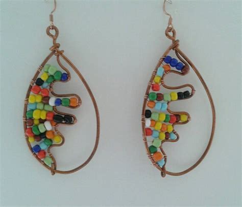 Items Similar To Copper Wire Wrapped Colorful Beaded Afrocentric