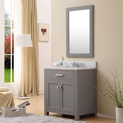 Cashmere Grey Single Sink Bathroom Vanity With Carrara White Marble Top