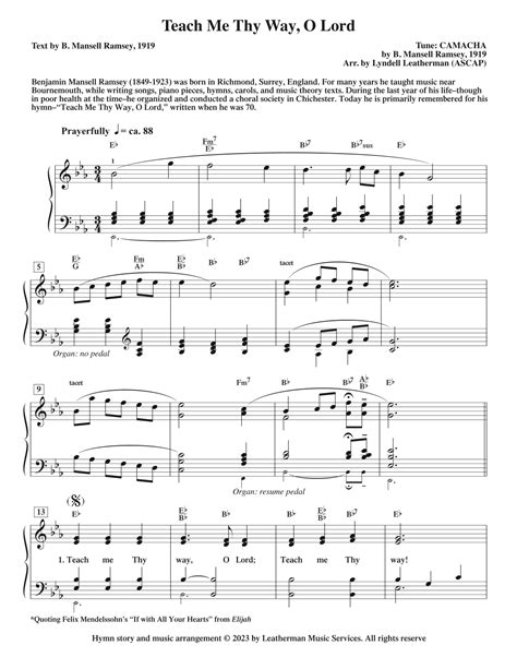 Teach Me Thy Way O Lord Sheet Music One In Him Piano Vocal
