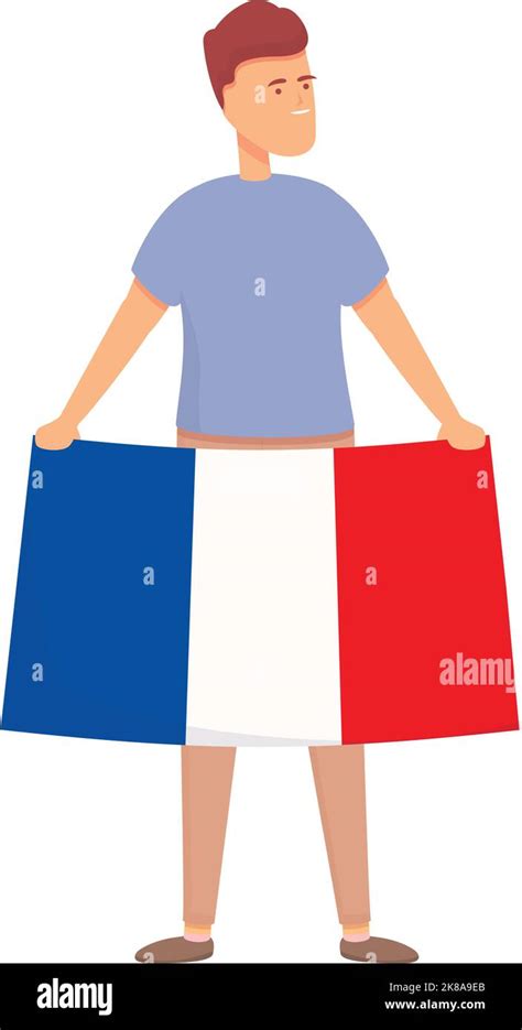French Boy With Flag Icon Cartoon Vector World Child Cute Boy Stock