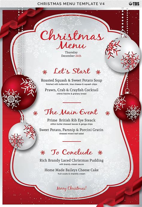 Christmas party invitation templates free greetings island. Christmas Menu Template Free Download Word ~ Addictionary