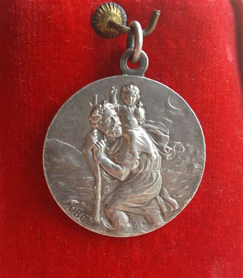 Vintage French Saint Christopher Medal Art Deco St Christopher And