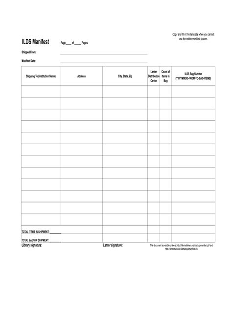 Manifest Template Form Fill Out And Sign Printable Pdf Template Signnow