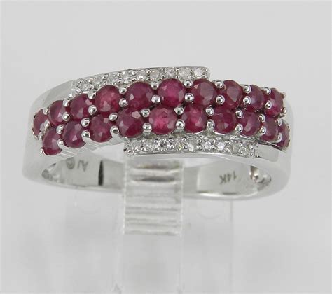 Ruby And Diamond Wedding Ring Anniversary Band 14k White Gold Size 7