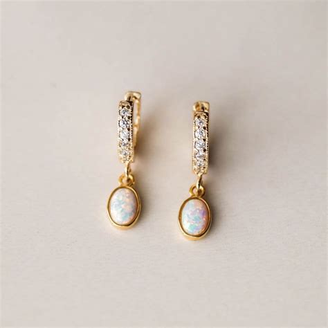 Opal Huggies Small Hoop Earrings Opal Earrings Tiny Hoops Etsy UK
