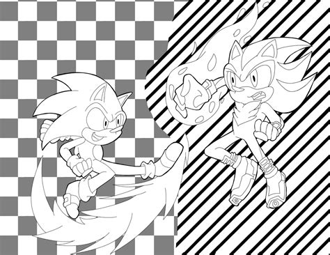 Super Sonic Vs Super Shadow Coloring Pages Coloring Pages