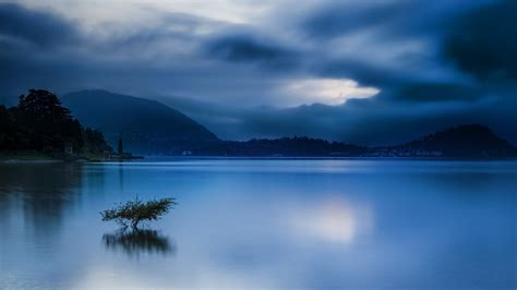 Landscape Nature Blue Water Sunrise Lake Italy