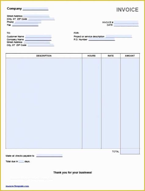 Hours Worked Invoice Template