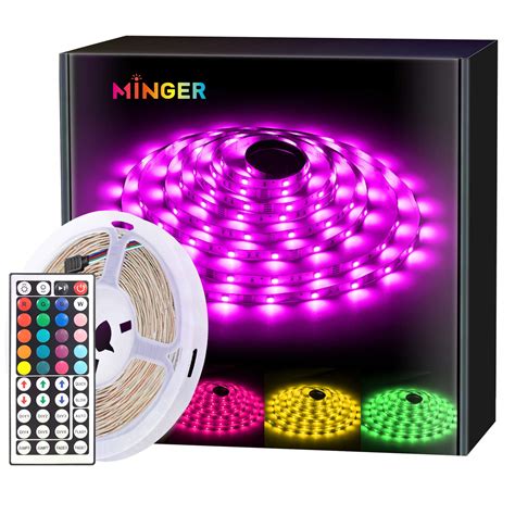 Minger Rgb Led Strip Lights With Remote Controller 164ft Waterproof