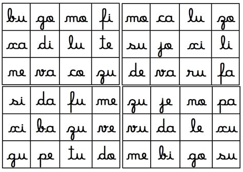 Cantinho Analyu Bingo Silabas Simples Letra Cursiva Letra Cursiva