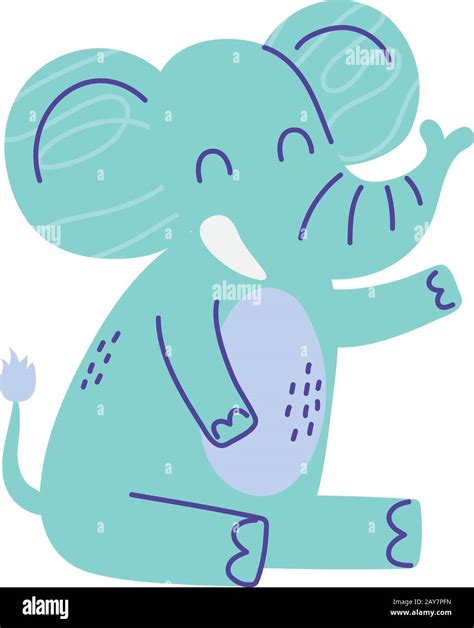 Lindo Elefante Sentado Animal Dibujo Animado Color Dibujo Vectorial