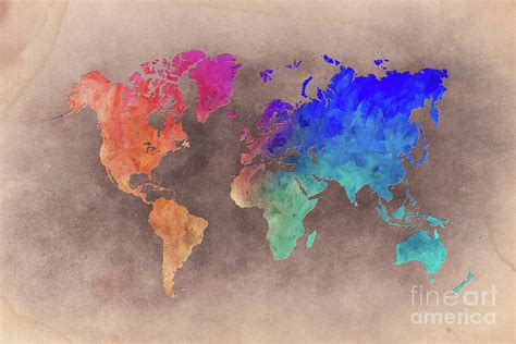 World Map Art Digital Art By Justyna Jaszke Jbjart Fine Art America
