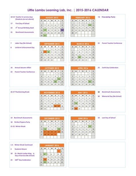 Sample School Calendar In Word And Pdf Formats