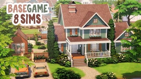 8 Sim Base Game House 💚 The Sims 4 Speed Build Youtube