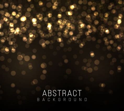 Gold Bokeh Blurred Light On Black Background Golden