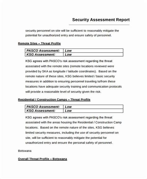Security Risk Assessment Template New 9 Sample Risk Assessment Report