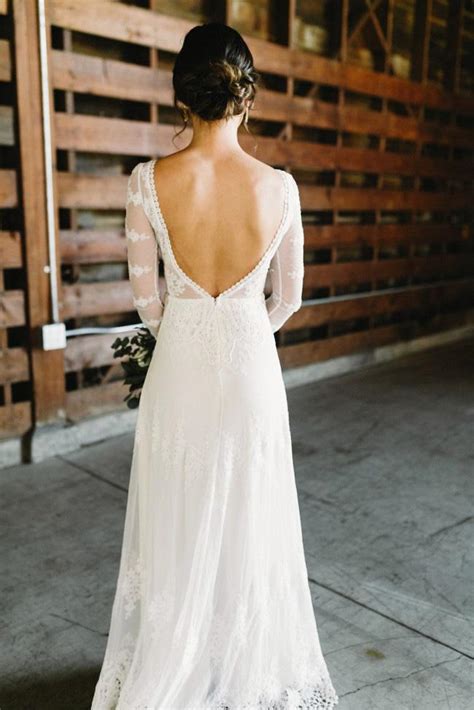 Round Neck Long Sleeves Backless Lace Wedding Dress Jkm317 Anna Promdress