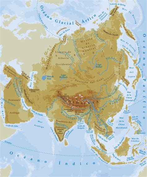 Mapa De De Asia Físico Político Y Mudo Descargar E Imprimir Mapas