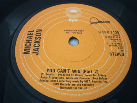 Michael Jackson You Cant Win Promo 7 Inch Single Top Hat Records