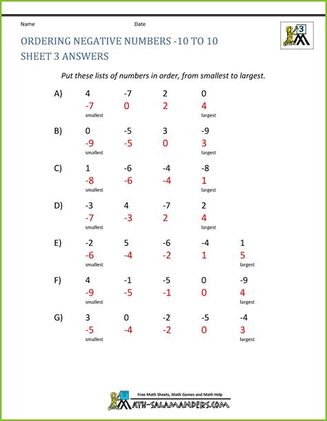 Negative And Positive Numbers Worksheet Printable Word Searches