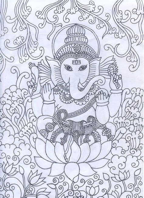 Ganesha Mural Pencil Sketch Pichwai Paintings Indian Art Paintings