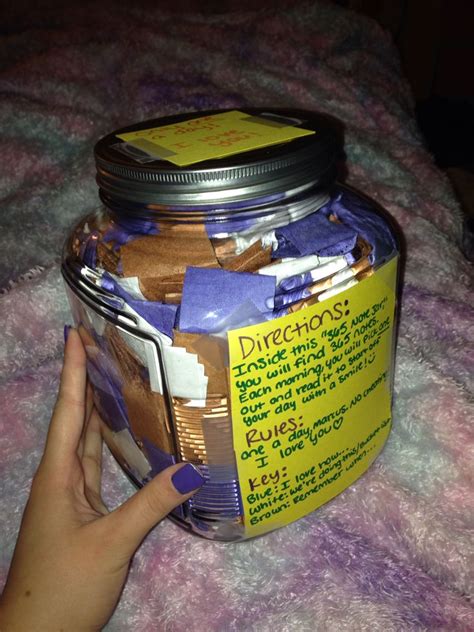 Put cash or whatever in jar. 365 Note Jar to my boyfriend | 365 note jar, Boyfriend gifts