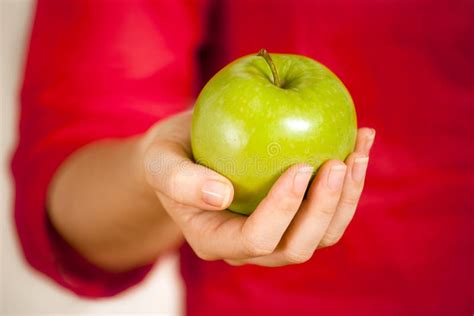 Holding An Apple Stock Photo Image Of Person Snack 34623458
