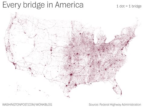 A Surprisingly Accurate Map Of The U S Made With Bridges And