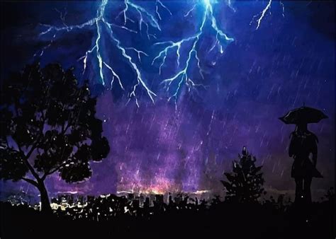 Premium Vector Hand Drawn Watercolor Lightning In The Sky On A Black