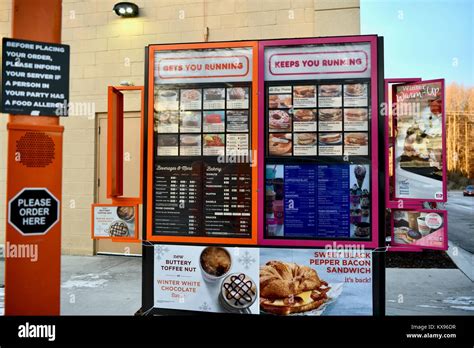 Dunkin Donuts Drive Thu Menu Usa Stock Photo Alamy
