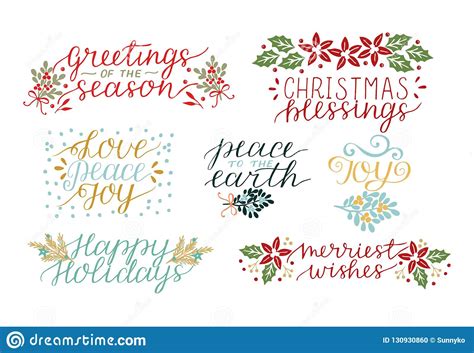 Collection With 7 Holiday Cards Made Hand Lettering Christmas Blessings