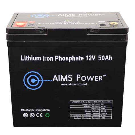 Aims Lithium Lifepo4 Battery 12v 50ah With Bluetooth