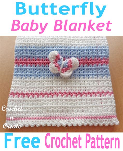 Free Crochet Pattern Butterfly Baby Blanket On Crochet N Create