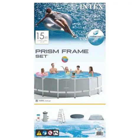 Intex Round Prism Frame Above Ground Swimming Pool 15 Feet X 48 In Deep