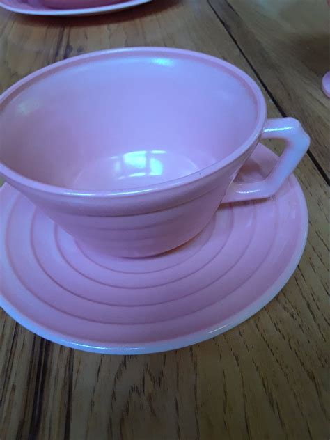 S Hazel Atlas Moderntone Pastel Pink Cup And Saucer Etsy