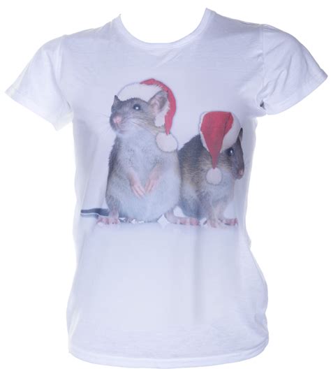 Pat has a cat and a hat. Rats in Santa Hats - Ladies Rat T-Shirt